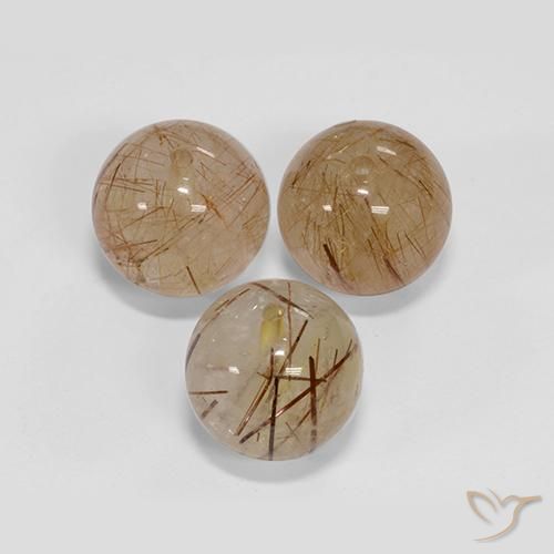 Rutile Quartz Gemstones in 11 mm (calibrated) Size for Sale, Rutile Quartz Stones in Very Light Brown Color