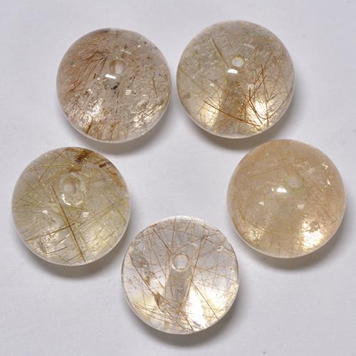 Clear and Gold-Bronze Rutile Quartz Gem - 7.4ct Drilled Sphere (ID: 423104)