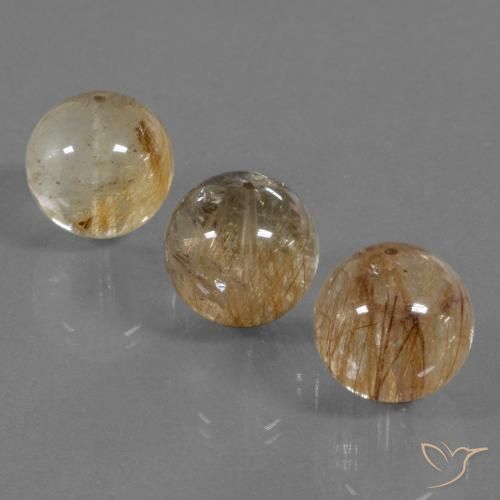 Very Light Golden-Brown Rutile Quartz Gem - 19.7ct Drilled Sphere (ID: 423123)