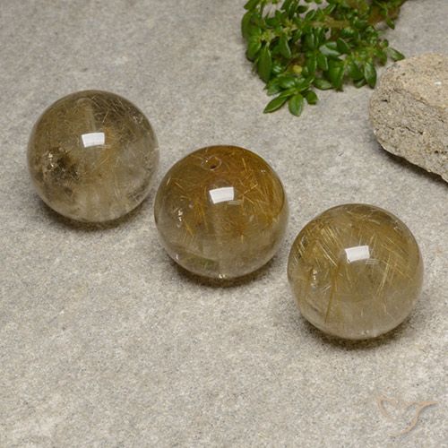 55.78ctw Natural Very Light Golden-Brown Rutile Quartz, Sphere / Ball, Transparent