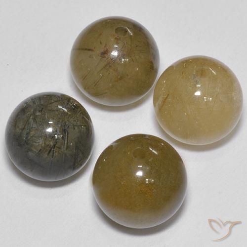 17.91 ctw Brown Rutile Quartz Stones, Natural Rutile Quartz in Drilled Sphere Shape for Sale