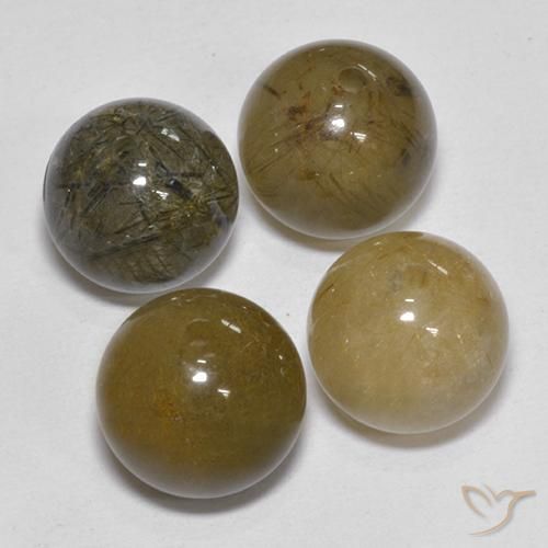 Rutile Quartz Gemstones in 8.6 mm Size for Sale, Rutile Quartz Stones in Brown Color
