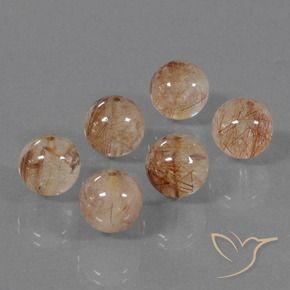 33.23 ctw Golden Rutile Quartz Stones, Natural Rutile Quartz in Drilled Sphere Shape for Sale