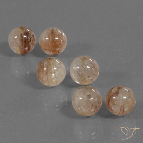 30.93ctw Natural Medium Peach Rutile Quartz, Sphere / Ball, Transparent