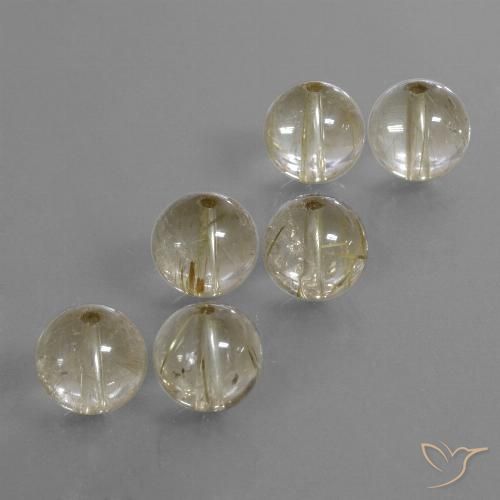35.88 ct Drilled Sphere Rutile Quartz, 9.5 mm From India, Photo A