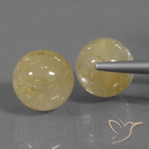 Rutile Quartz Gemstones in 14 mm (calibrated) Size for Sale, Rutile Quartz Stones in Warm Yellow Color