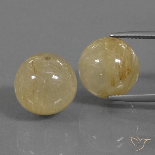 33.97 ct Drilled Sphere Rutile Quartz, 13.2 mm From India, Photo A