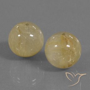 33.97 ctw Yellow Rutile Quartz Stones, Natural Rutile Quartz in Drilled Sphere Shape for Sale
