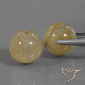 Rutile Quartz Gemstones in 13 mm (calibrated) Size for Sale, Rutile Quartz Stones in Earthy Yellow Color