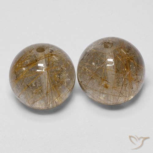 30.85ctw Natural Warm Brown Rutile Quartz, Sphere / Ball, Transparent
