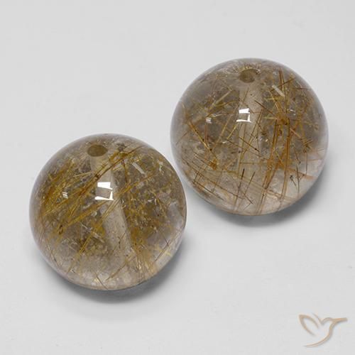 Rutile Quartz Gemstones in 13 mm (calibrated) Size for Sale, Rutile Quartz Stones in Warm Brown Color