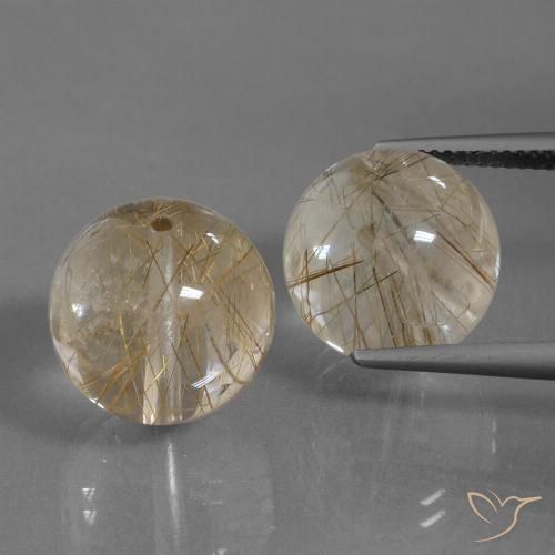 33.38 ct Drilled Sphere Rutile Quartz, 13.5 mm From India, Photo A