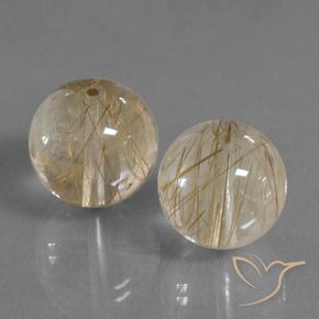33.38 ctw Brown Rutile Quartz Stones, Natural Rutile Quartz in Drilled Sphere Shape for Sale