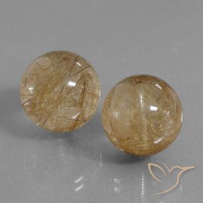 27.53 ctw Golden Rutile Quartz Stones, Natural Rutile Quartz in Drilled Sphere Shape for Sale