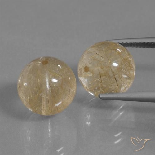 23.25 ct Drilled Sphere Rutile Quartz, 11.7 mm From India, Photo A