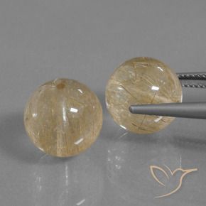 Rutile Quartz Gemstones in 12 mm (calibrated) Size for Sale, Rutile Quartz Stones in Very Light Golden-Brown Color