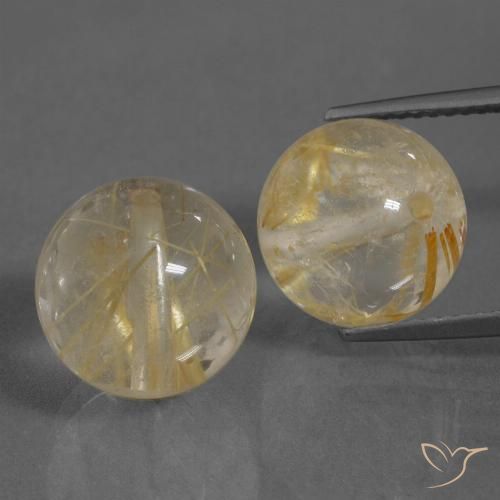 19.32ctw Natural Golden-Yellow Rutile Quartz, Sphere / Ball, Transparent