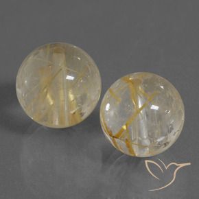 19.32 ctw Golden Rutile Quartz Stones, Natural Rutile Quartz in Drilled Sphere Shape for Sale