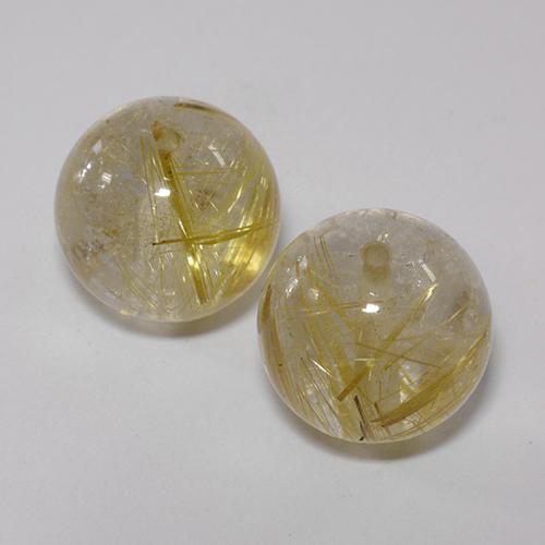 Very Light Golden-Brown Rutile Quartz Gem - 9.9ct Drilled Sphere (ID: 434890)