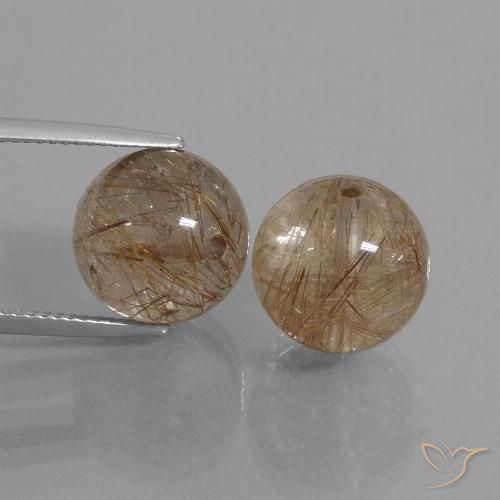 23.69 ct Drilled Sphere Rutile Quartz, 11.9 mm From India, Photo A