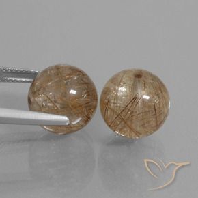 Rutile Quartz Gemstones in 12 mm (calibrated) Size for Sale, Rutile Quartz Stones in Warm Brown Color