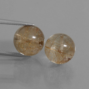 Very Light Brown Rutilquarz Edelstein - 11.1ct Durchbohrte Kugel (ID: 434973)