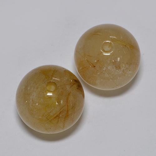 Orangeish Brown Рутиловый Кварц Камень - 5.3ct Просверленный Шар (ID: 434974)