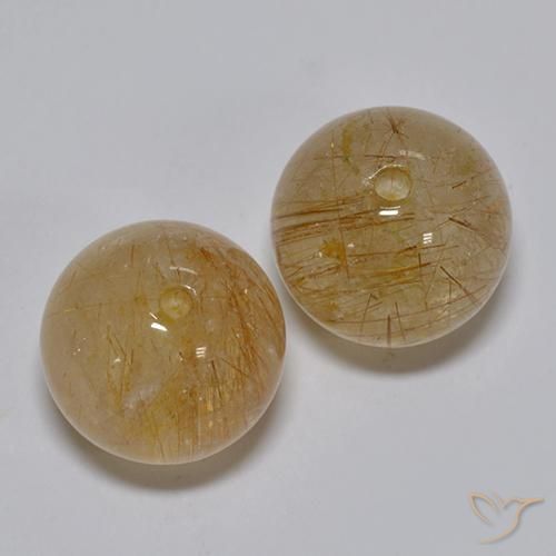 10.76 ctw Brown Rutile Quartz Stones, Natural Rutile Quartz in Drilled Sphere Shape for Sale