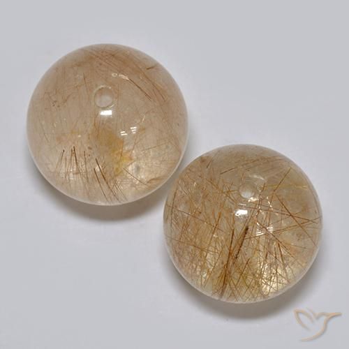 22.48 ct Drilled Sphere Rutile Quartz, 11.5 mm From India, Photo A