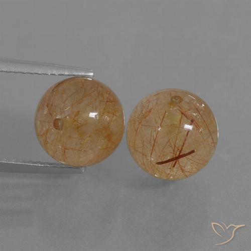 Very Light Tawny Brown Rutile Quartz Gem - 6.2ct Drilled Sphere (ID: 435025)