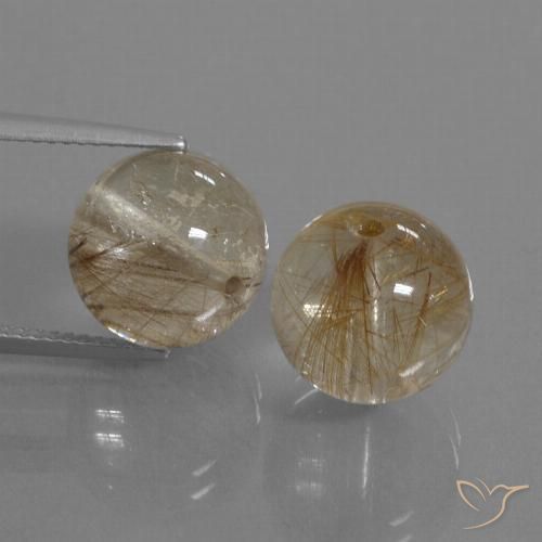 20.78 ct Drilled Sphere Rutile Quartz, 11.4 mm From India, Photo A