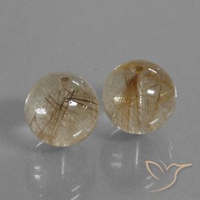 20.78 ctw Brown Rutile Quartz Stones, Natural Rutile Quartz in Drilled Sphere Shape for Sale