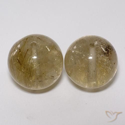 27.60 ctw Golden Rutile Quartz Stones, Natural Rutile Quartz in Drilled Sphere Shape for Sale
