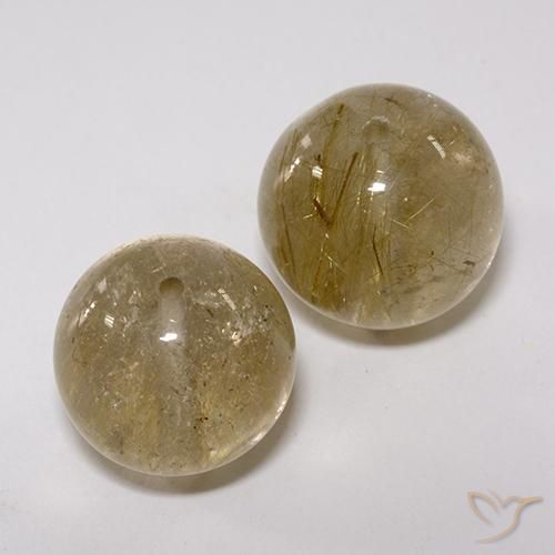Rutile Quartz Gemstones in 12 mm (calibrated) Size for Sale, Rutile Quartz Stones in Very Light Golden-Brown Color
