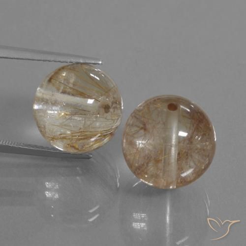 32.87ctw Natural Warm Brown Rutile Quartz, Sphere / Ball, Transparent
