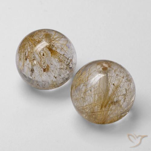 27.14 ctw Brown Rutile Quartz Stones, Natural Rutile Quartz in Drilled Sphere Shape for Sale