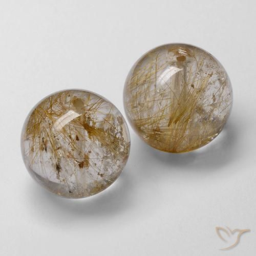Rutile Quartz Gemstones in 12 mm (calibrated) Size for Sale, Rutile Quartz Stones in Warm Brown Color
