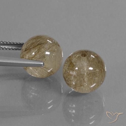 Rutile Quartz Gemstones in 10 mm (calibrated) Size for Sale, Rutile Quartz Stones in Light Brown Color