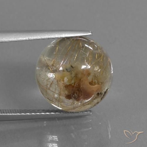 Very Light Golden-Brown Rutile Quartz Gem - 15.4ct Drilled Sphere (ID: 435124)