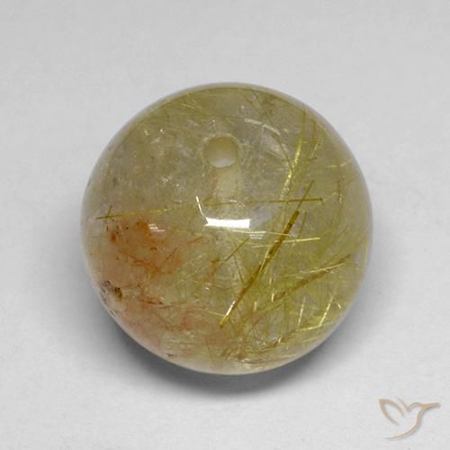 Honey Yellow Рутиловый Кварц Камень - 11.3ct Просверленный Шар (ID: 435308)