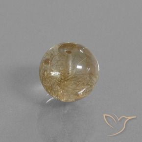 10.50 ct Golden Rutile Quartz Stone, Natural Rutile Quartz in Drilled Sphere Shape for Sale