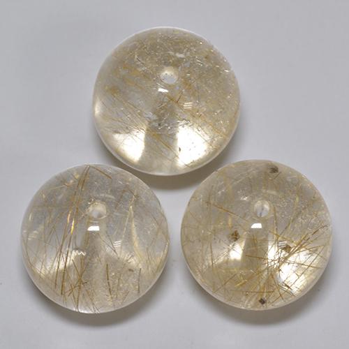 Very Light Golden-Brown Rutile Quartz Gem - 10.9ct Drilled Sphere (ID: 435311)