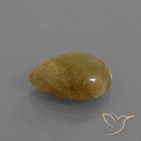 6.05 ct Golden Rutile Quartz Stone, Natural Rutile Quartz in Pear Cabochon Shape for Sale