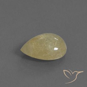 5.78 ct Yellow Rutile Quartz Stone, Natural Rutile Quartz in Pear Cabochon Shape for Sale