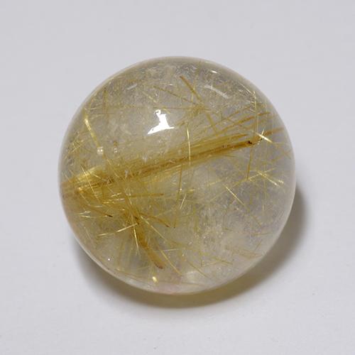 Medium Yellow Quarzo rutilato Gem - 8.6ct Cabochon rotondo (ID: 435349)