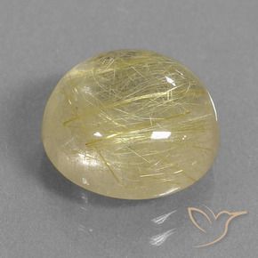 8.60 ct Yellow Rutile Quartz Stone, Natural Rutile Quartz in Round Cabochon Shape for Sale
