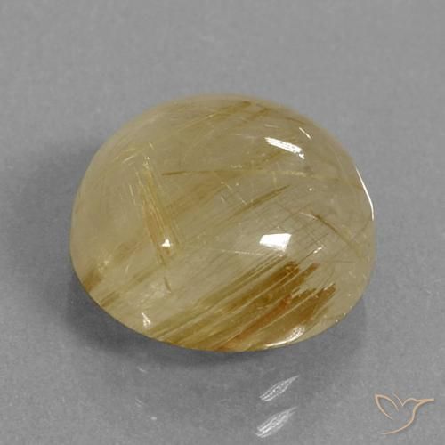 9.04 ct Yellow Rutile Quartz Stone, Natural Rutile Quartz in Round Cabochon Shape for Sale