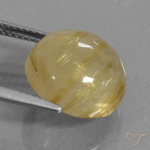 Rutile Quartz Gemstone in 13 mm (calibrated) Size for Sale, Rutile Quartz Stone in Dijon Yellow Color