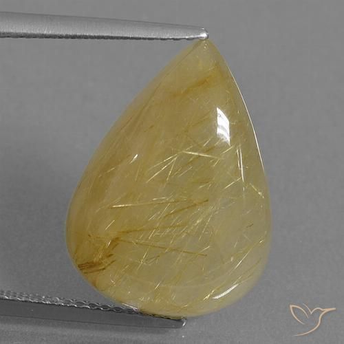 10.55 ct Pear Rutile Quartz, 18.8 x 13.7 mm From India, Photo A