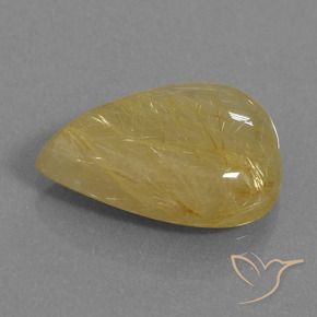 10.55 ct Golden Rutile Quartz Stone, Natural Rutile Quartz in Pear Cabochon Shape for Sale